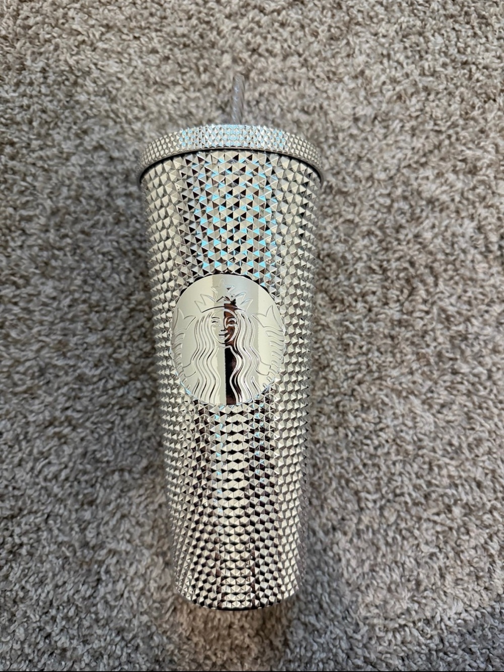 Starbucks Silver Studded Tumbler with Embossed Siren